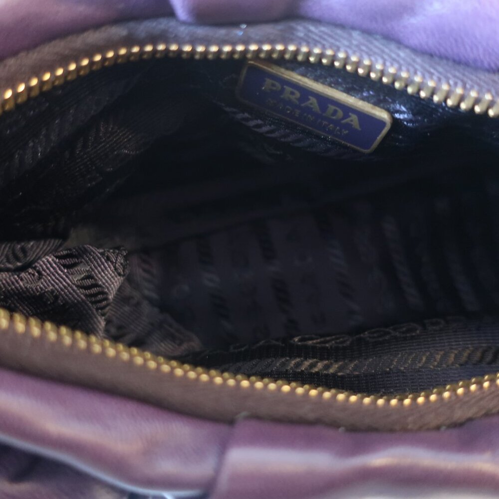 Womens Prada Purple Nappa Rosette Floral Leather Shoulder Bag - Picture 12 of 16